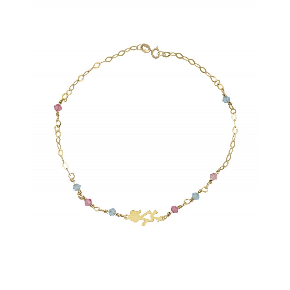 9K Χρυσό Bραχιόλι με Πέτρες και "Κοριτσάκι" 003107FV