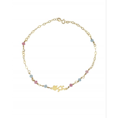 9K Χρυσό Bραχιόλι με Πέτρες και "Κοριτσάκι" 003107FV