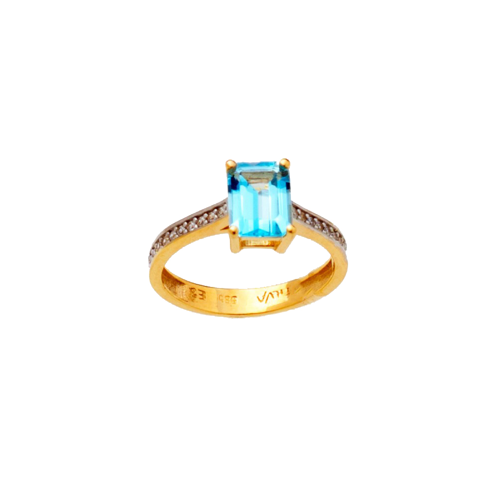 14K Χρυσό Δαχτυλίδι με Ορυκτό Τοπάζι Γαλάζιο 016039-F