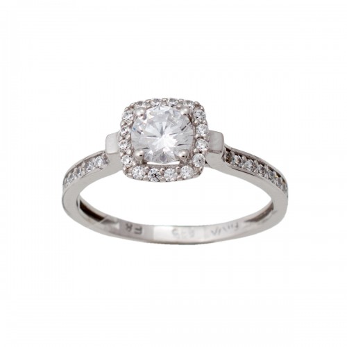 14K Λευκόχρυσό Δαχτυλίδι με Ζιργκόν 021935F