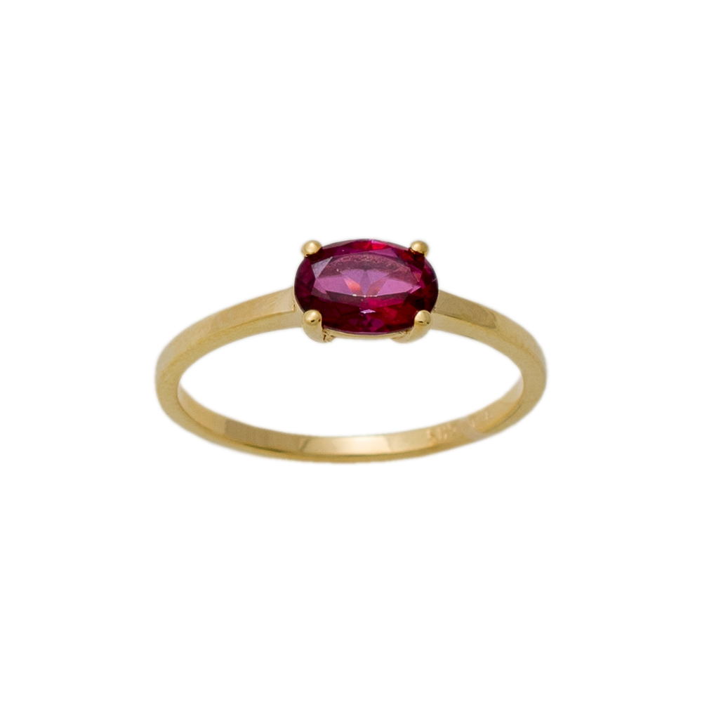 14K Χρυσό Δαχτυλίδι με Κόκκινο Τοπάζι 022184F