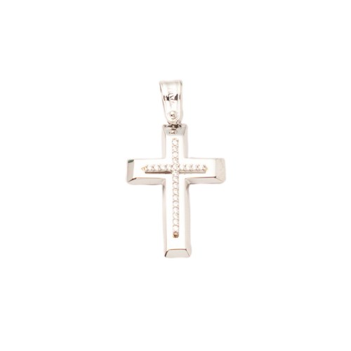 14Κ Λευκόχρυσος Σταυρός με Ζιργκόν 026887