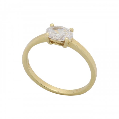 14K Χρυσό Μονόπετρο Δαχτυλίδι με Ζiργκόν 027665F