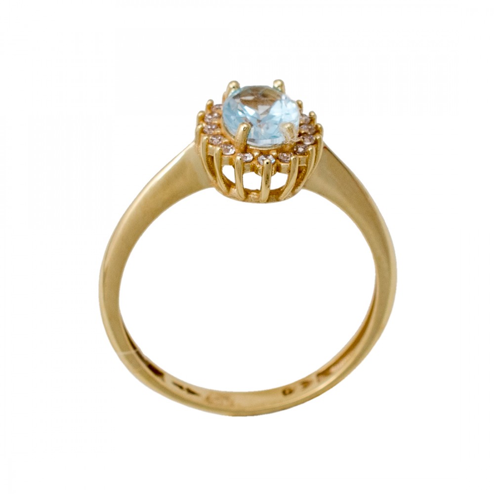 14K Χρυσό Δαχτυλίδι με Γαλάζιο Ζιργκόν 029420F