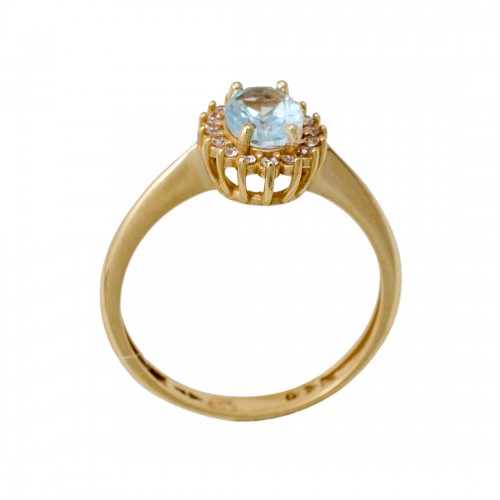 14K Χρυσό Δαχτυλίδι με Γαλάζιο Ζιργκόν 029420F