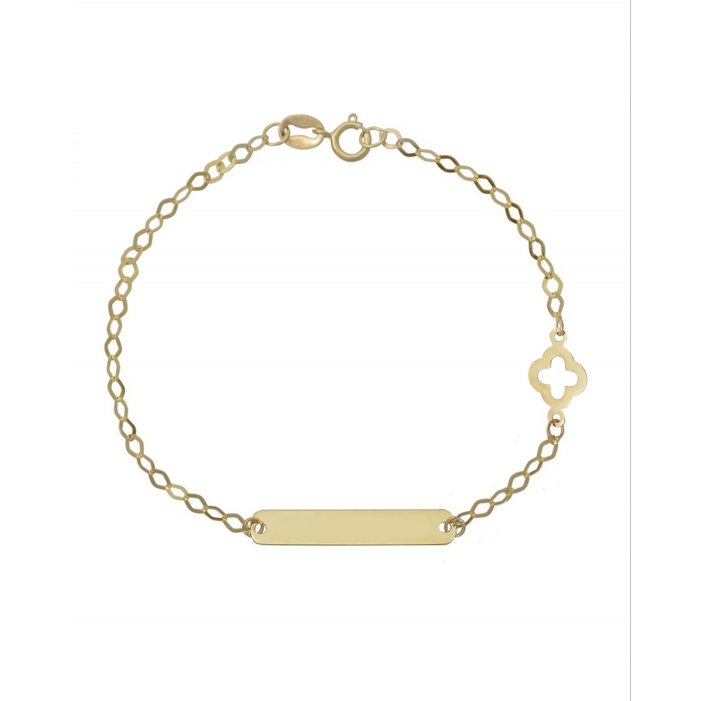 9K Χρυσό Bραχιόλι με Ταυτότητα και Σταυρό 030786FV
