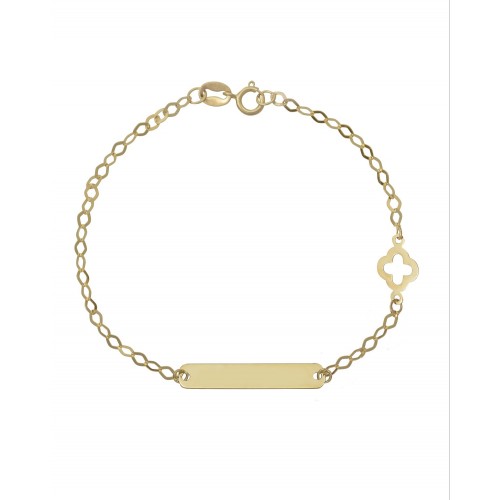 9K Χρυσό Bραχιόλι με Ταυτότητα και Σταυρό 030786FV