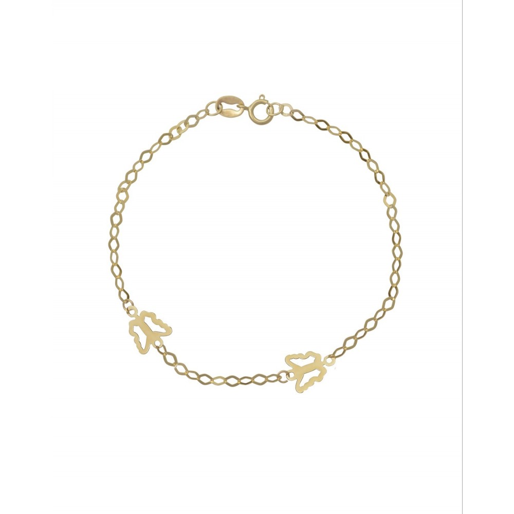 9K Χρυσό Bραχιόλι με "Πεταλούδες" 030978FV
