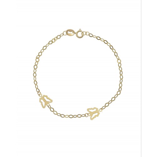 9K Χρυσό Bραχιόλι με "Πεταλούδες" 030978FV