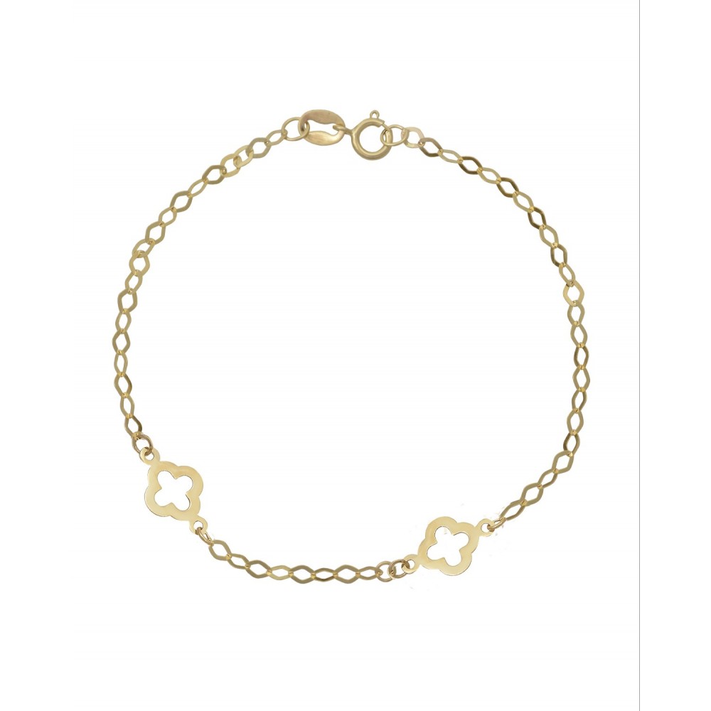 9K Χρυσό Bραχιόλι με "Δύο Σταυρούς" 030980FV