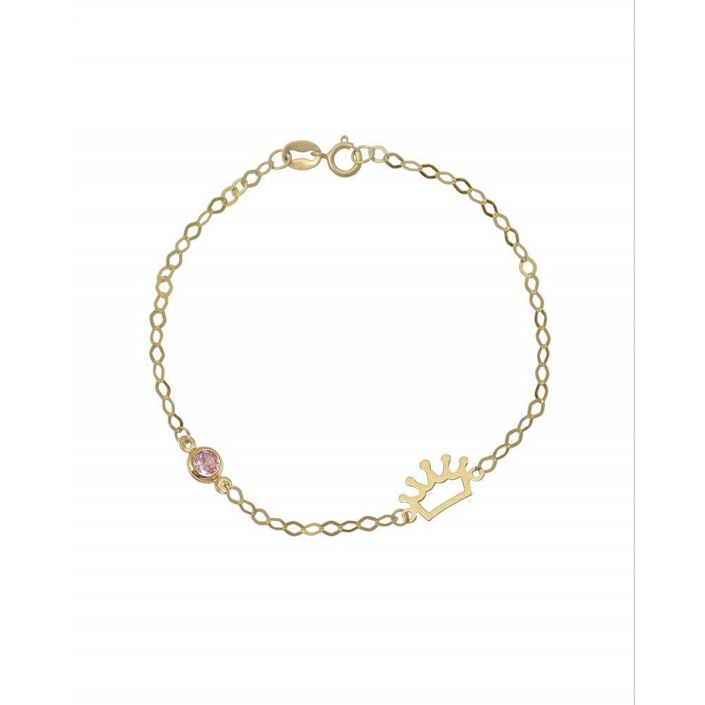 9K Χρυσό Bραχιόλι με "Κορώνα" και Ζιργκόν 031112FV