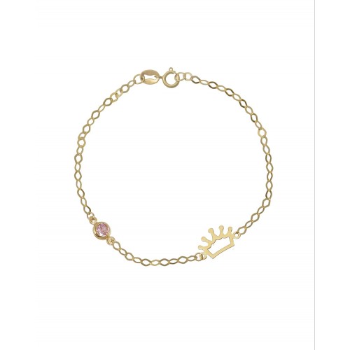 9K Χρυσό Bραχιόλι με "Κορώνα" και Ζιργκόν 031112FV
