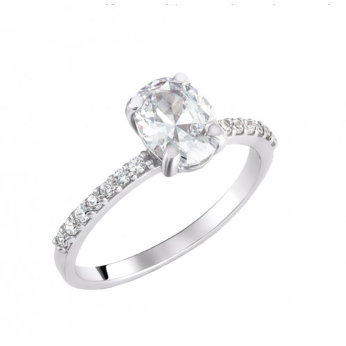 14K Λευκόχρυσό Δαχτυλίδι με Ζιργκόν 0351L1
