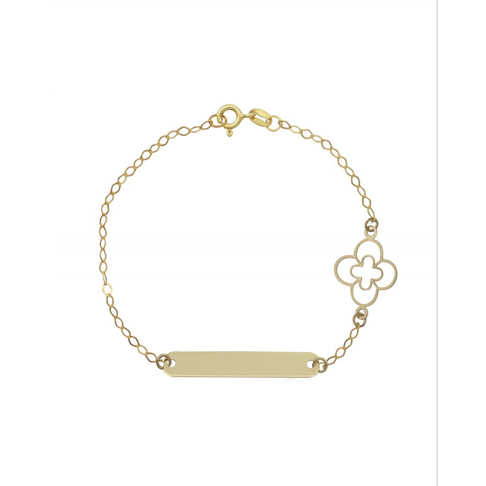 9K Χρυσό Bραχιόλι με Ταυτότητα και Σταυρό 035716FV