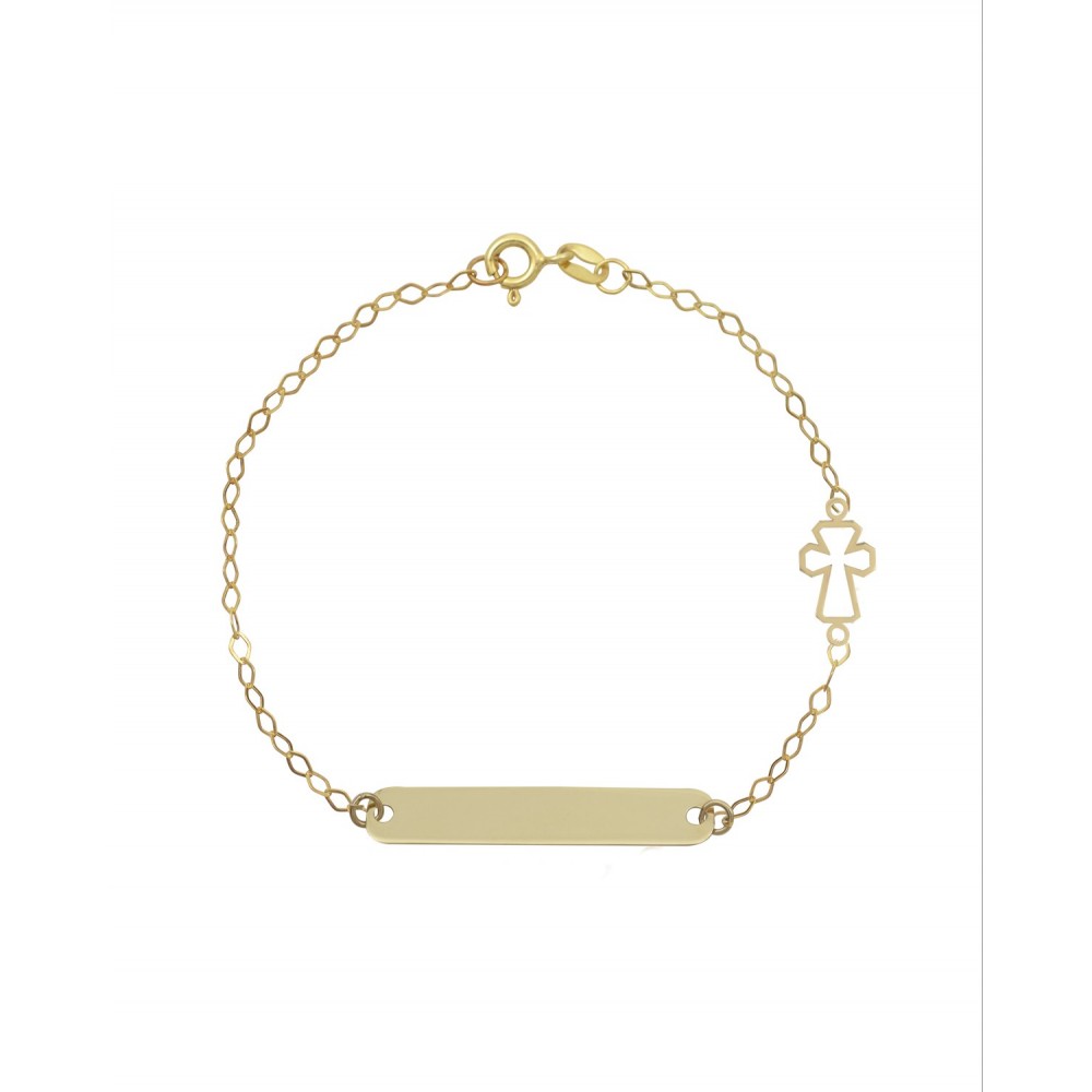 9K Χρυσό Bραχιόλι Ταυτότητα με "Σταυρό" 035728FV