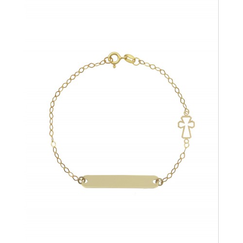9K Χρυσό Bραχιόλι Ταυτότητα με "Σταυρό" 035728FV