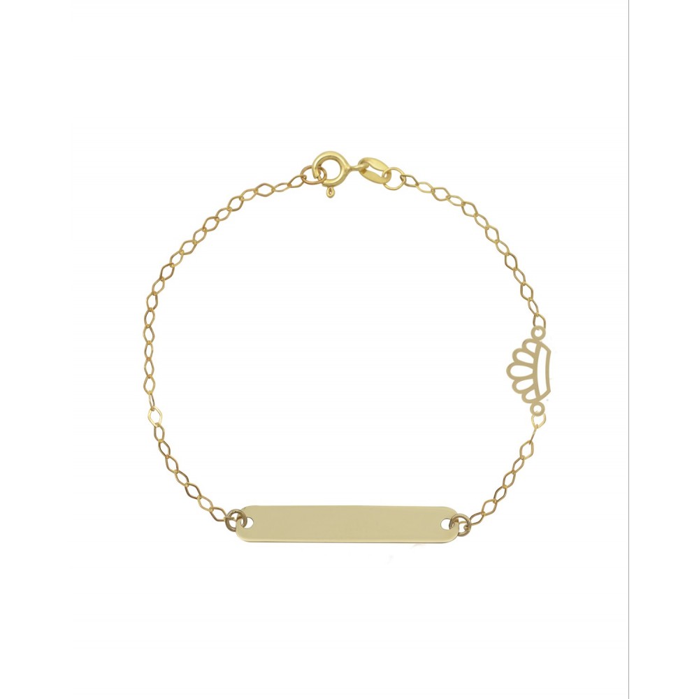 9K Χρυσό Bραχιόλι με Ταυτότητα και "Κορώνα" 039115FV