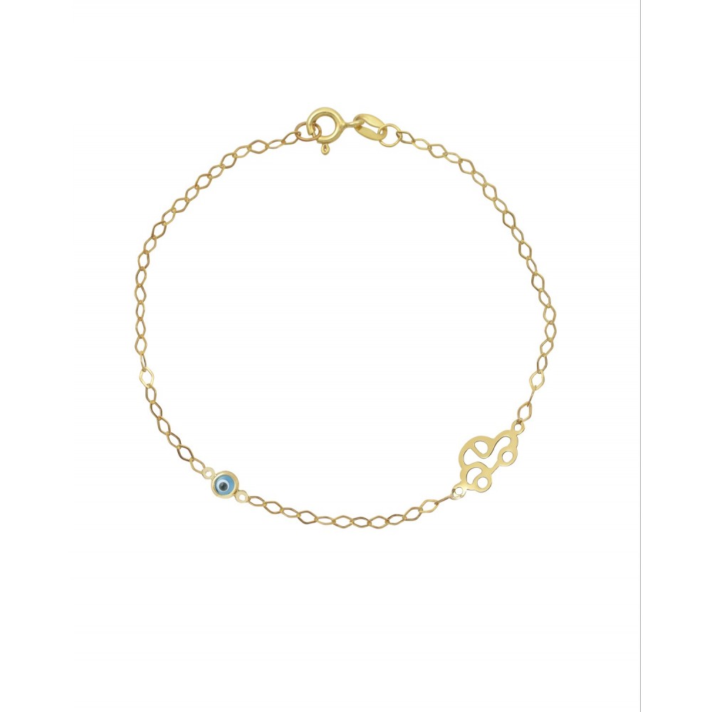 9K Χρυσό Bραχιόλι με "Αυτοκινητάκι" και "Ματάκι" 039120FV