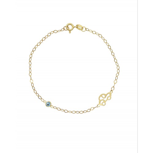 9K Χρυσό Bραχιόλι με "Αυτοκινητάκι" και "Ματάκι" 039120FV