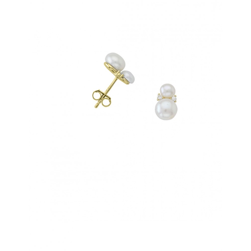 Ασήμι 925 Σκουλαρίκια Επιχρυσωμένα με Πέρλα και Ζιργκόν 04053371