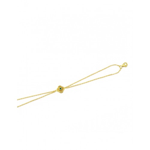 925 Ασήμι Βυζαντινό Επιχρυσωμένο Βραχιόλι με Πράσινο Ζιργκόν 04061892SU