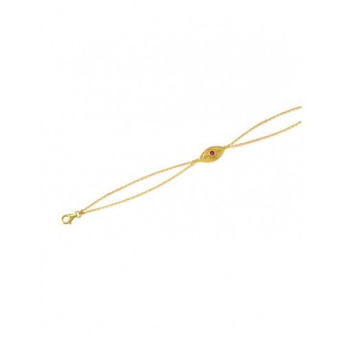 925 Ασήμι Βυζαντινό Επιχρυσωμένο Βραχιόλι με Κόκκινο Ζιργκόν 04061909SU