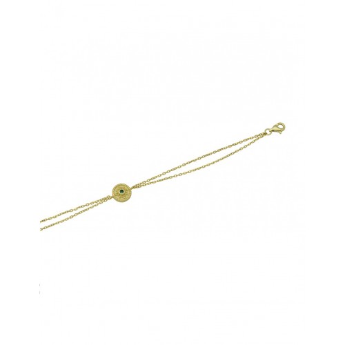 925 Ασήμι Βυζαντινό Επιχρυσωμένο Βραχιόλι με Πράσινο Ζιργκόν 04061935SU