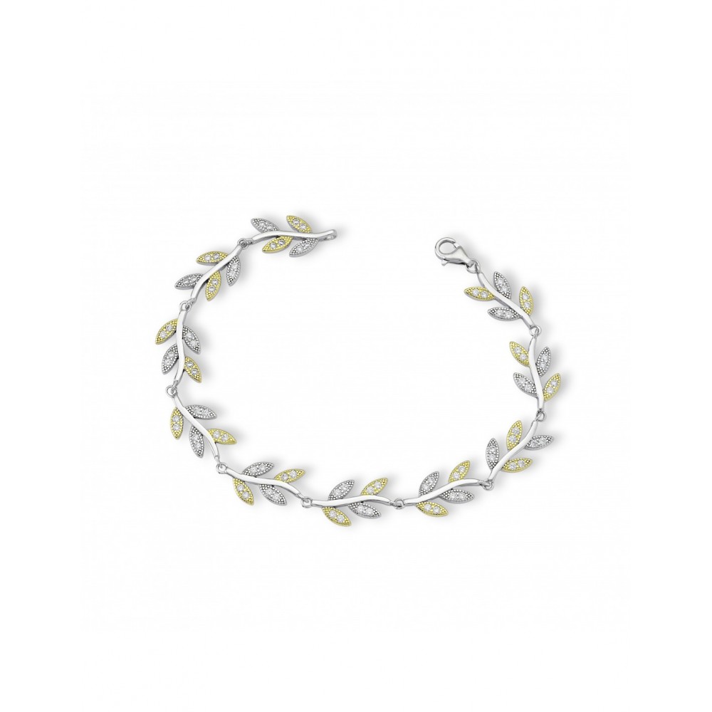 925 Ασήμι Βραχιόλι Δύο Τόνων με Ζιργκόν 04061970SU