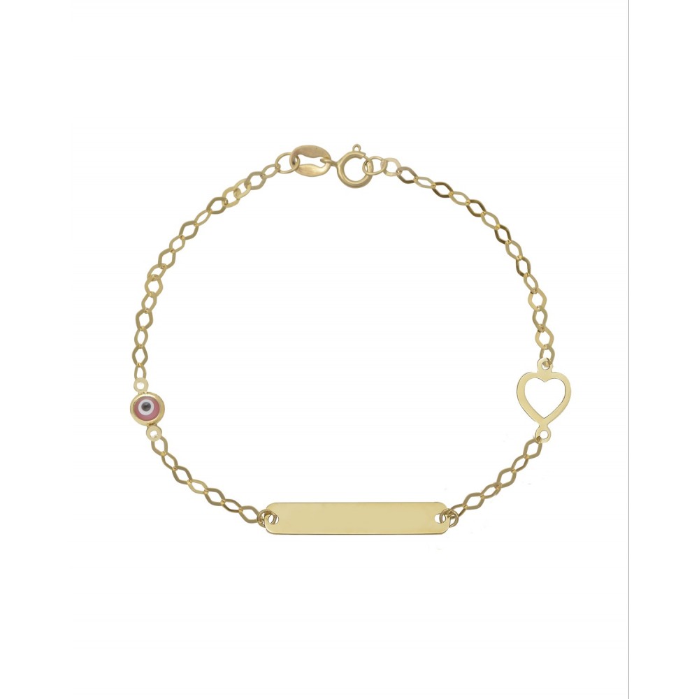9K Χρυσό Bραχιόλι με "Ματάκι" και "Καρδιά" 041835FV