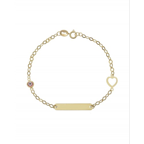 9K Χρυσό Bραχιόλι με "Ματάκι" και "Καρδιά" 041835FV