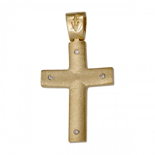 18K Χρυσός Σταυρός με Διαμάντια 044725F