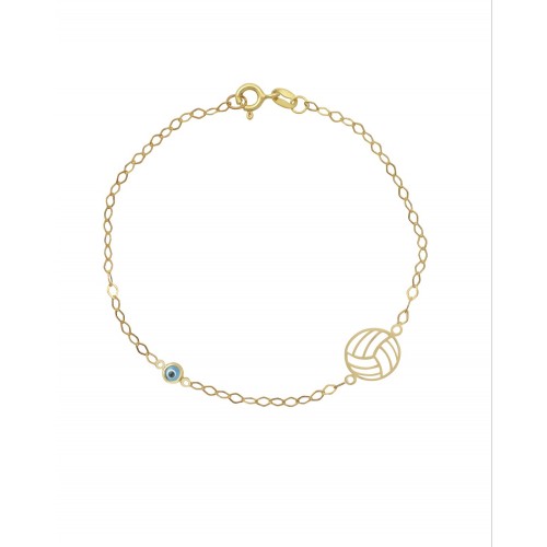 9K Χρυσό Bραχιόλι με "Μπάλα" και "Ματάκι" 051007FV