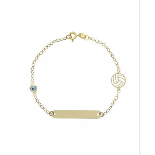 9K Χρυσό Bραχιόλι με "Ματάκι" & "Μπάλα" 055819FV