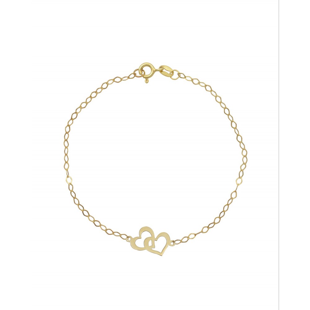 9K Χρυσό Bραχιόλι με "Διπλές Καρδιές" 063927FV
