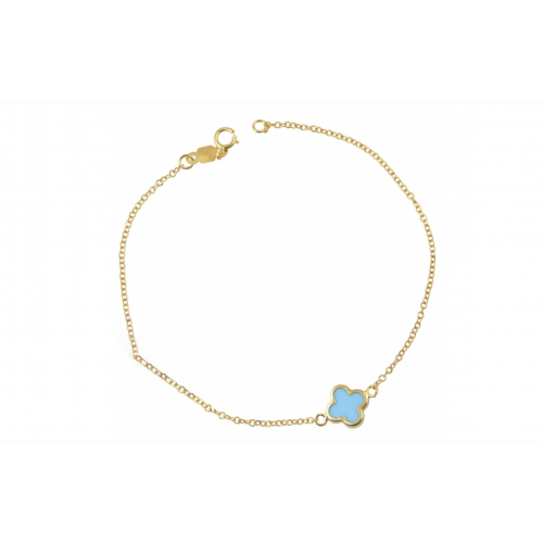 14K Χρυσό Bραχιόλι με Σταυρό Τιρκουάζ BR097KN