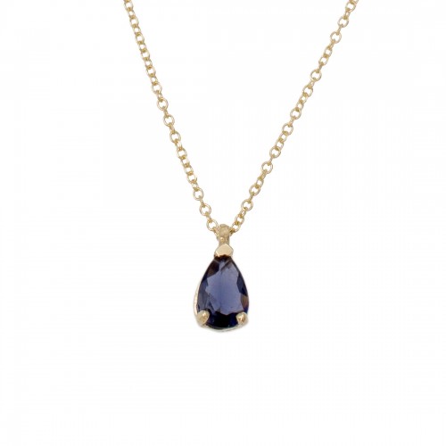 14K Χρυσό Κολιέ Με Ορυκτό Ιολίτη 0986IOL