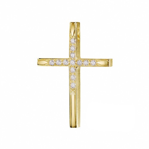 18K Χρυσός Σταυρός με Διαμάντια 1.1.1387