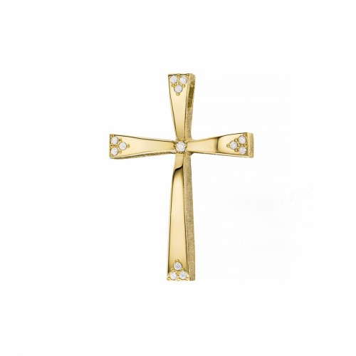 18K Χρυσός Σταυρός με Διαμάντια 1.1.1398T