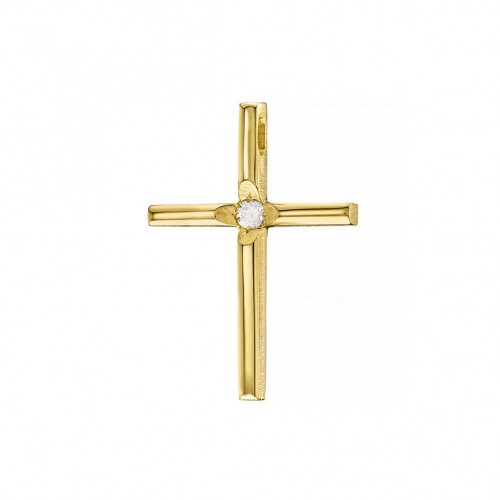 14K Χρυσός Σταυρός Με Ζιργκόν 111397T