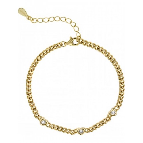 BREEZE Βραχιόλι , Ασήμι 925, Επιχρυσωμένο "Καρδιές" με Ζιργκόν 2017311002.1