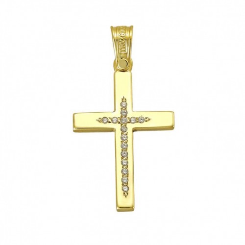 18K Χρυσός Σταυρός με Οικολογικά Διαμάντια 111309TR