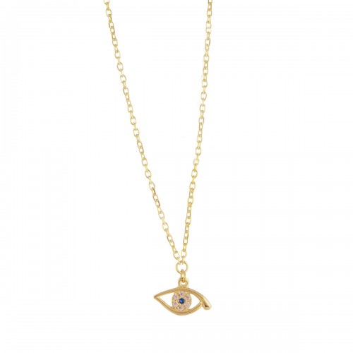 14K Χρυσό Κολιέ με Ματάκι και Ζιργκόν KL1149BJ