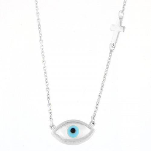 14K Λευκόχρυσο Κολιέ Με Ματάκι 11981ADR