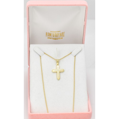 18K Χρυσός Σταυρός Με Οικολογικά Διαμάντια 121164TR