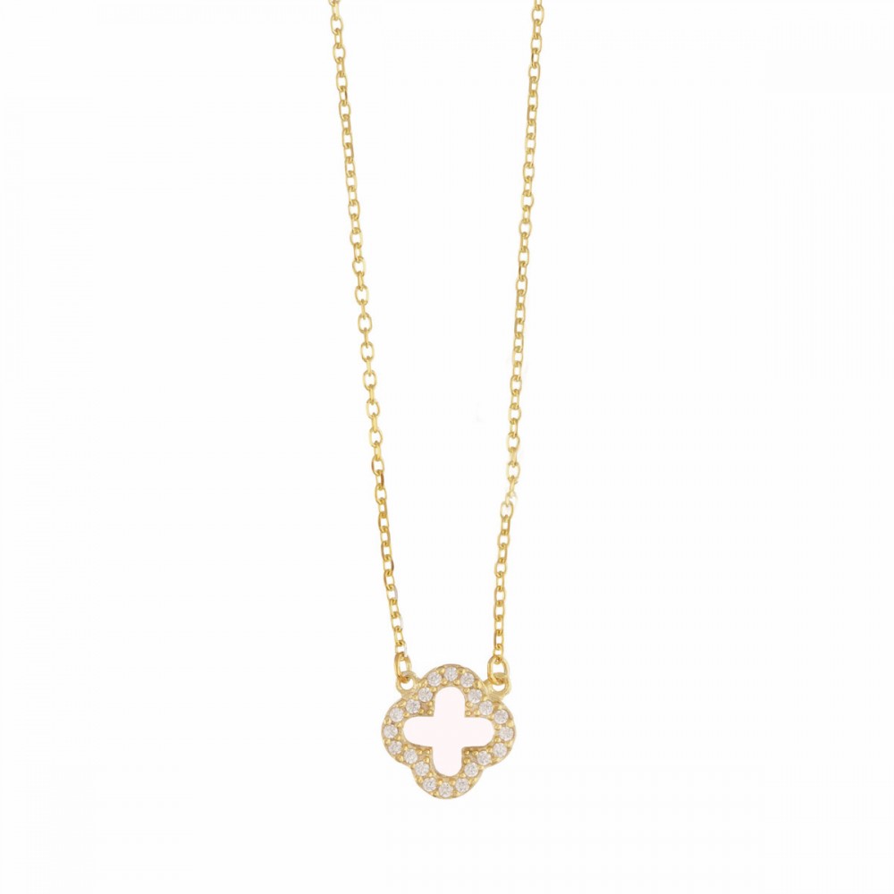 14K Χρυσό Κολιέ με τύπου Βαν Κλιφ & Ζιργκόν KL1280ABJ