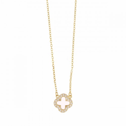 14K Χρυσό Κολιέ με τύπου Βαν Κλιφ & Ζιργκόν KL1280ABJ