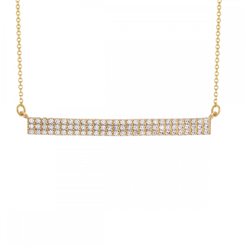 9Κ Χρυσό Κολιέ Ταυτότητα Λαιμού με Λευκό Ζιργκόν KL1559VR