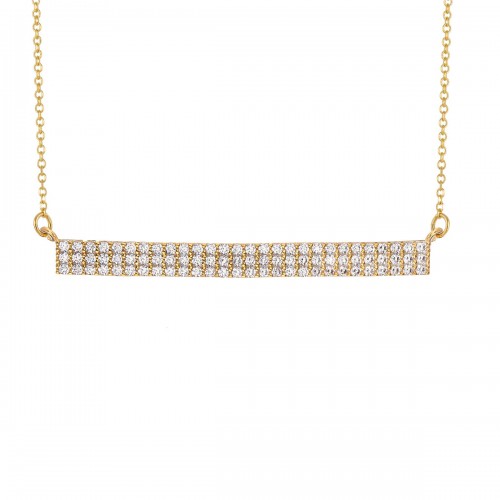 9Κ Χρυσό Κολιέ Ταυτότητα Λαιμού με Λευκό Ζιργκόν KL1559VR