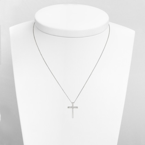 14K Λευκόχρυσο Κολιέ Σταυρός Με Διαμάντι 1622L1