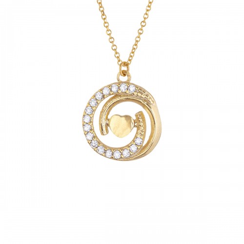 9Κ Χρυσό Κολιέ με "Καρδιά" και Λευκά Ζιργκόν KL1623VRG